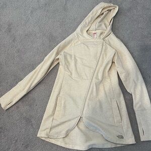 Cream Hooded Zip-Up Jacket by North Face Size L